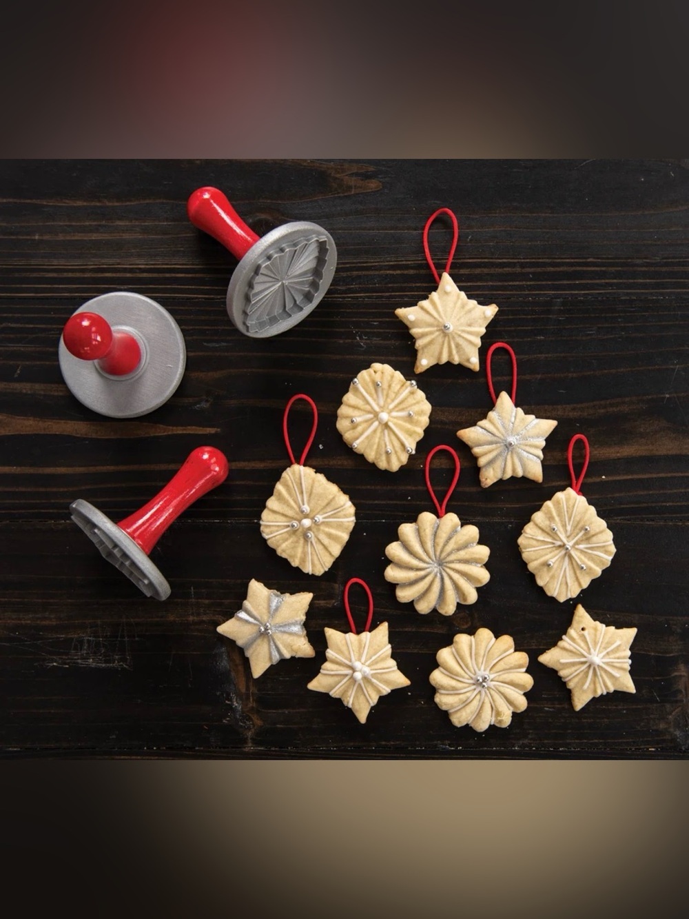 Cookie Press Set of 3 with Red Handle - Home Kitchen
